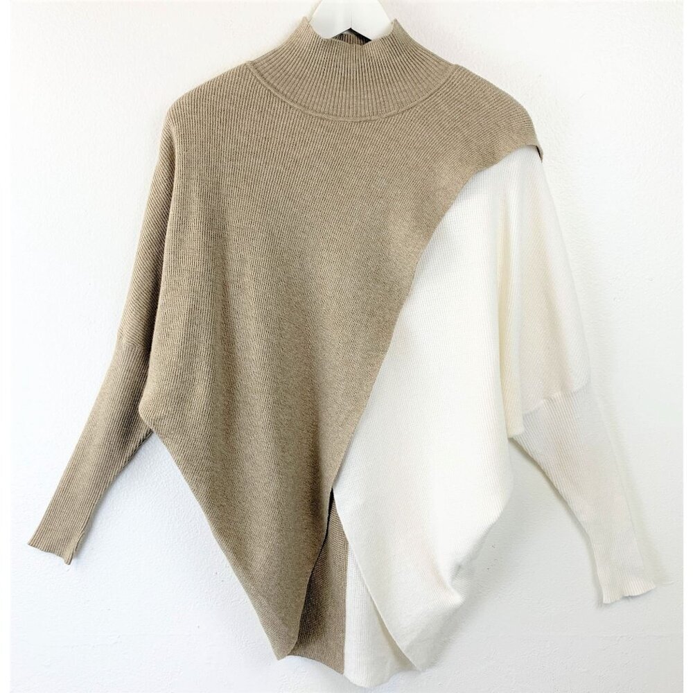 Nwt Elan Khaki Cross Front Color Block Sweater Si… - image 3